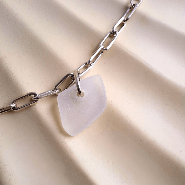 Bocca blanc - bracelet en argent et verre des plages