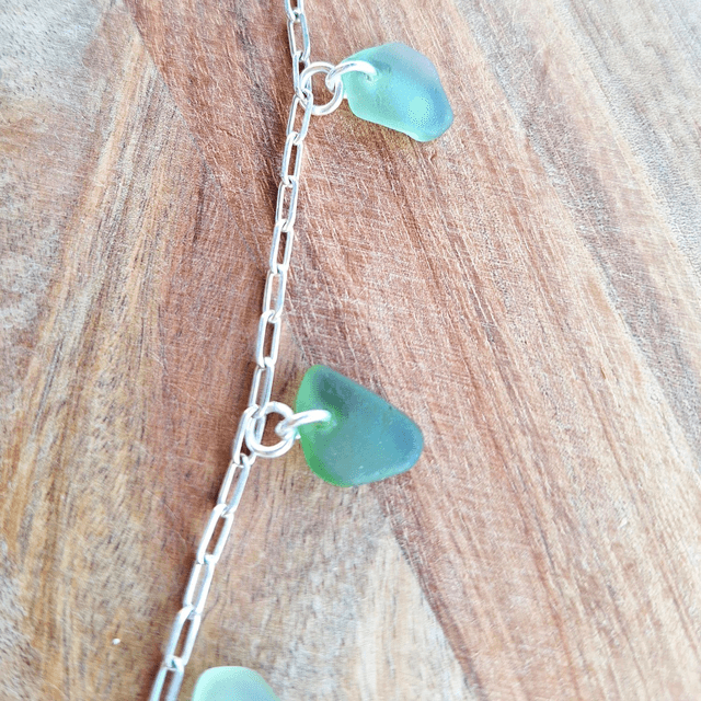 Bocca turquoise - bracelet en argent et verre des plages