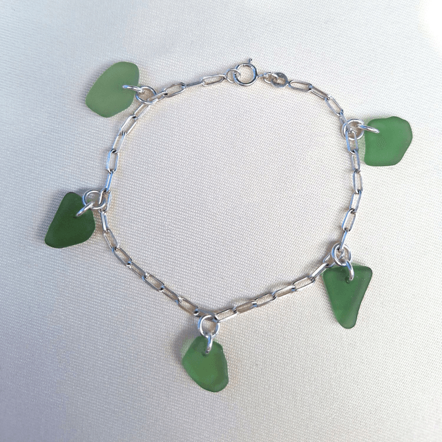 Bocca turquoise - bracelet en argent et verre des plages
