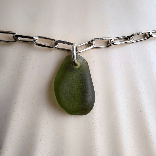 Bocca vert forêt - bracelet en argent et verre des plages