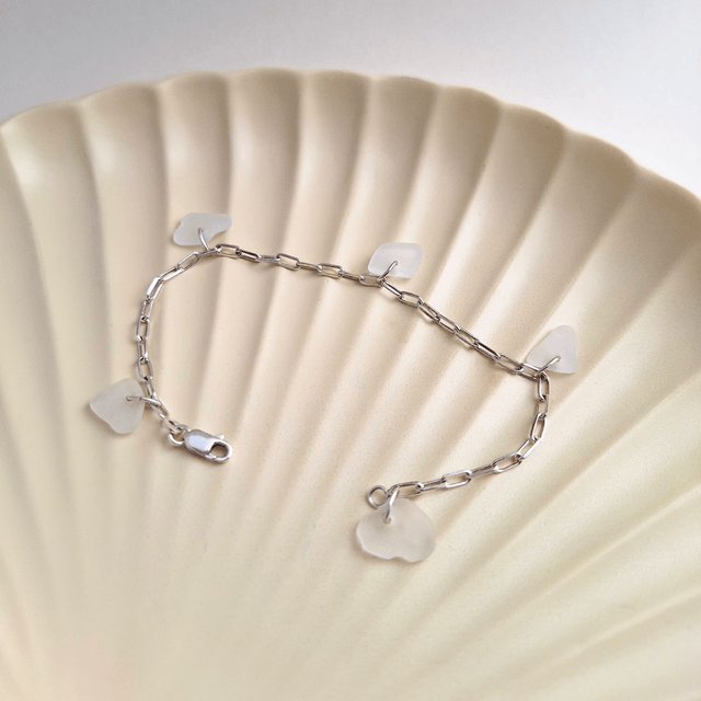Bocca blanc - bracelet en argent et verre des plages