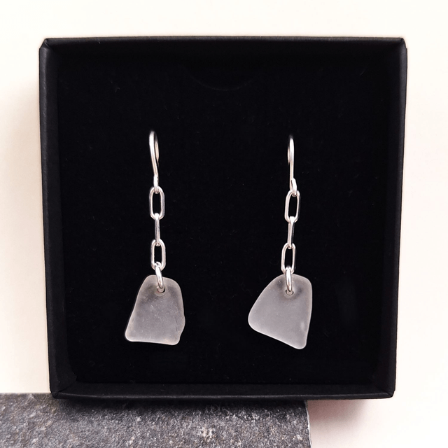 Bocca blanc - boucles en argent et verre des plages