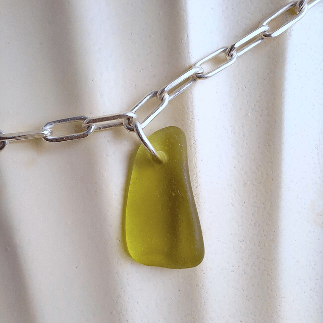 Bocca jaune - bracelet en argent et verre des plages