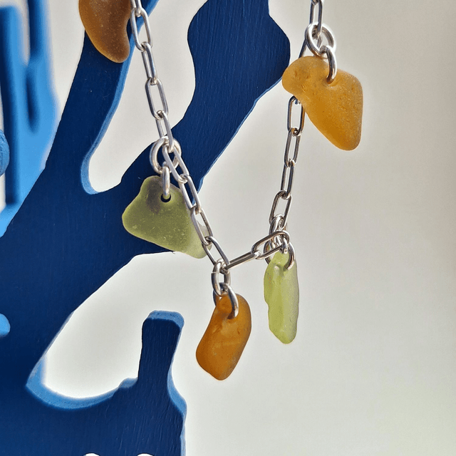 Bocca orange et jaune - bracelet en argent et verre des plages