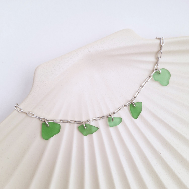 Bocca vert d'été - bracelet en argent et verre des plages