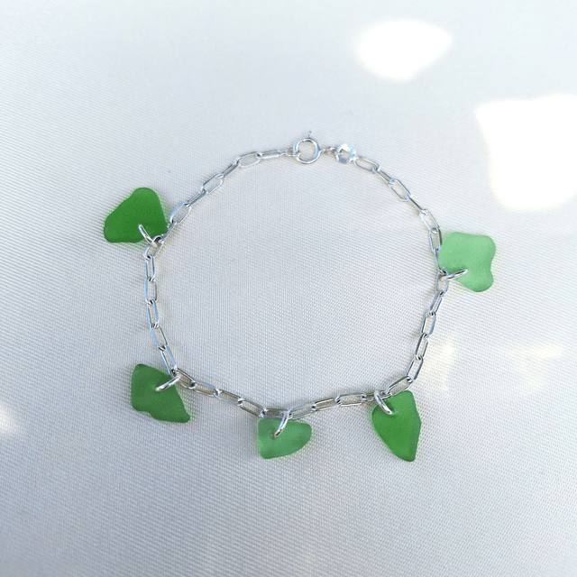 Bocca vert d'été - bracelet en argent et verre des plages