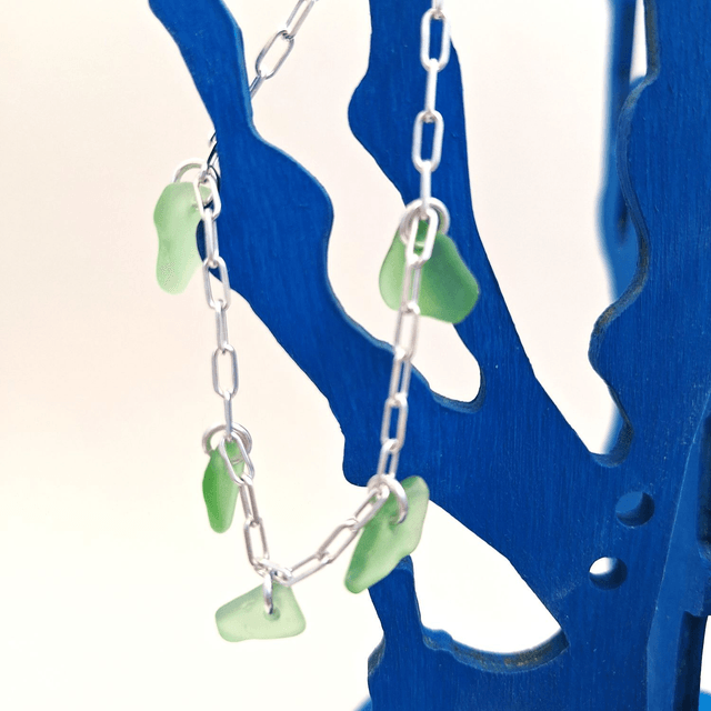 Bocca vert d'été - bracelet en argent et verre des plages