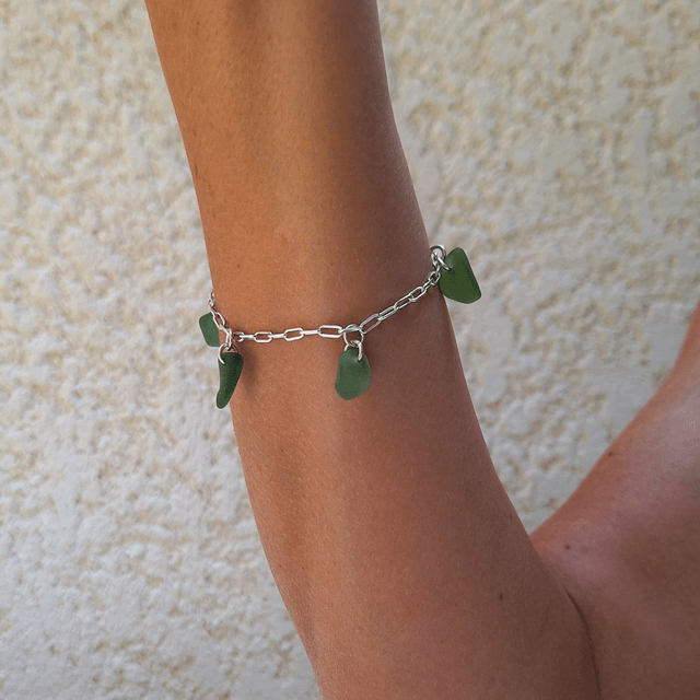 Bocca turquoise - bracelet en argent et verre des plages