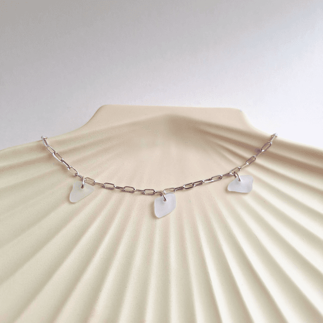 Bocca blanc - bracelet en argent et verre des plages